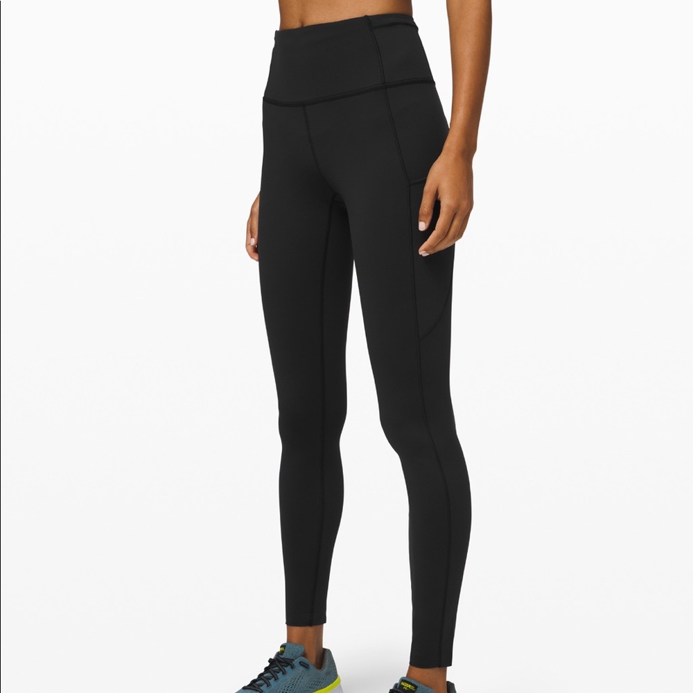 Lululemon Fast and free black leggings pockets sz4